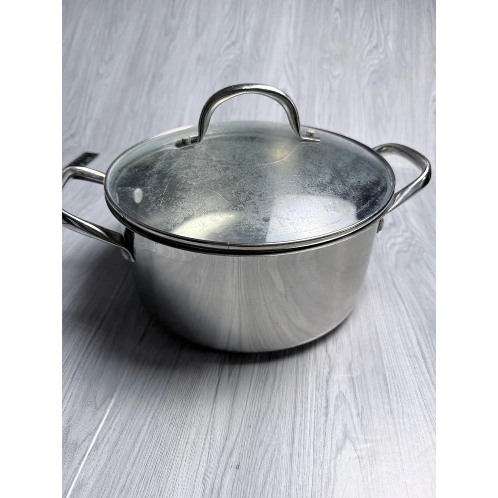 Wolfgang Puck Cafe Collection 5qt Dutch Oven Stainless Steel Pot Glass Lid